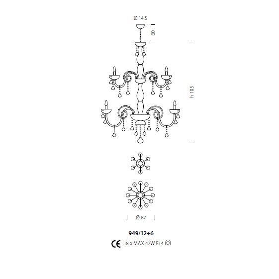Люстра Sylcom Dandolo 949/12+6 K DEN