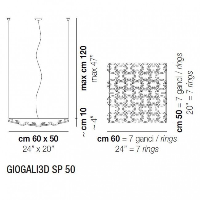 Подвесной светильник Vistosi Giogali3D SP 50 ALO CR/TR CR