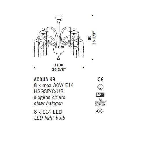 Люстра De Majo ACQUA K8 0ACQU0K08 Люстра De Majo ACQUA K8 0ACQU0K08