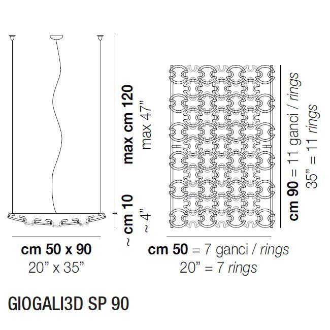 Подвесной светильник Vistosi Giogali3D SP 90 ALO CR/TR CR