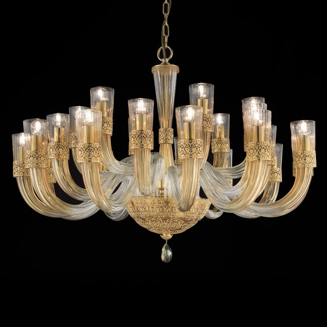 Люстра Euroluce Dea L12+6+6 gold Ambra Люстра Euroluce Dea L12+6+6 gold Ambra