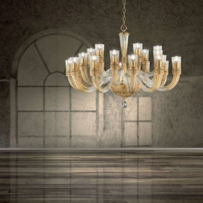 Люстра Euroluce Dea L12+6+6 gold Ambra Люстра Euroluce Dea L12+6+6 gold Ambra