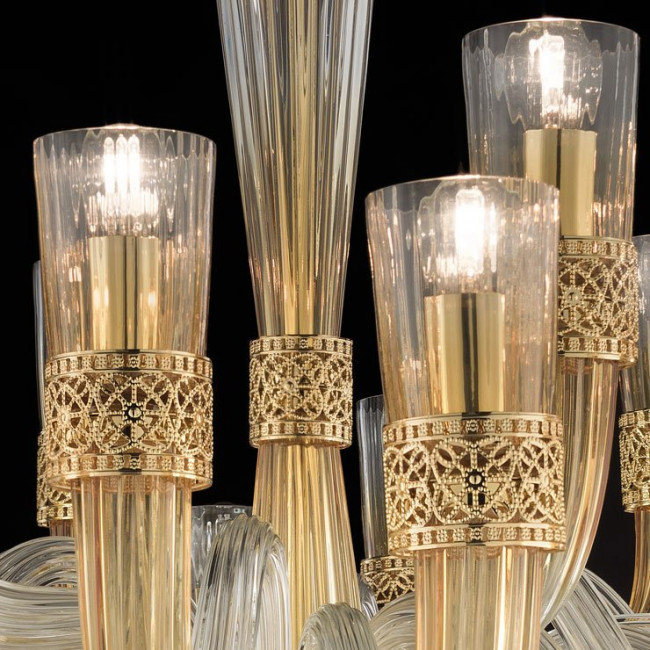 Люстра Euroluce Dea L12+6+6 gold Ambra Люстра Euroluce Dea L12+6+6 gold Ambra