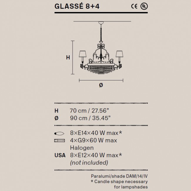 Люстра Masiero Glasse 8+4 V13 / DAM/14/IV Cut crystal Люстра Masiero Glasse 8+4 V13 / DAM/14/IV Cut crystal
