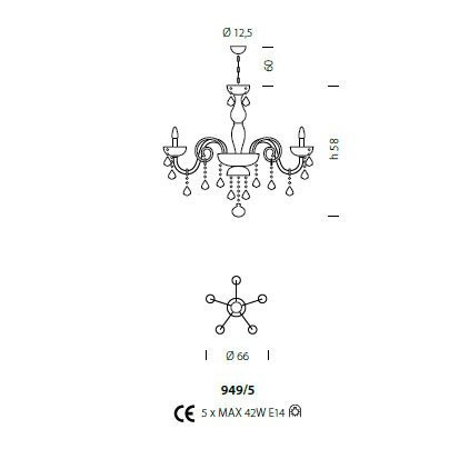 Люстра Sylcom Dandolo 949/5 K BL