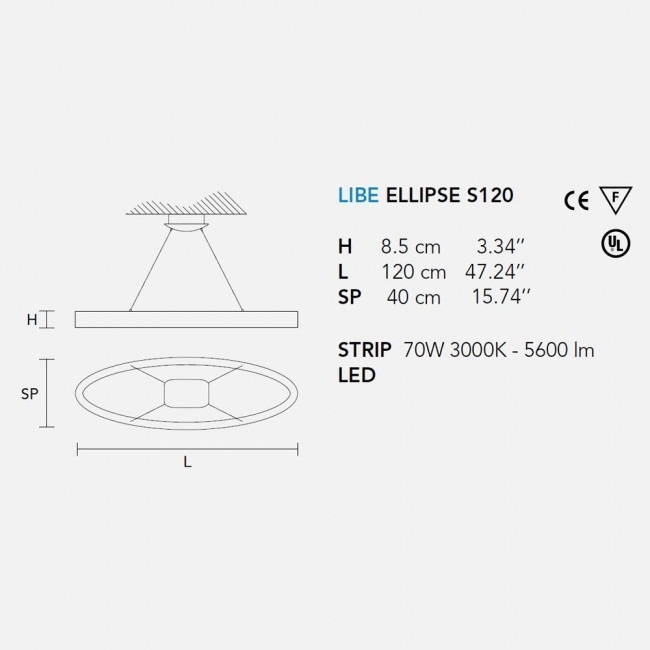 Подвесной светильник Masiero Libe ELLIPSE S120 W03 Подвесной светильник Masiero Libe ELLIPSE S120 W03