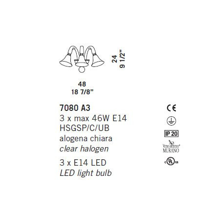 Бра De Majo 7080 A3 070800A30 cristallo Бра De Majo 7080 A3 070800A30 cristallo