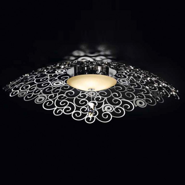 Потолочный светильник IDL Crystal marine 491/4PF pure steel adorned with black crystals Потолочный светильник IDL Crystal marine 491/4PF pure steel adorned with black crystals