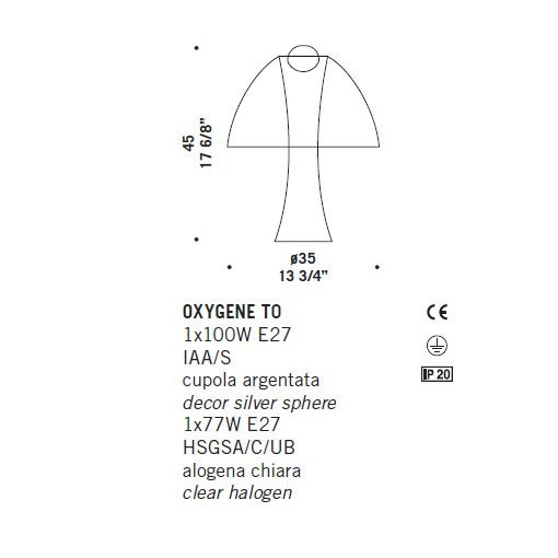 Настольная лампа De Majo OXYGENE T0 0OXYG0T00 Настольная лампа De Majo OXYGENE T0 0OXYG0T00