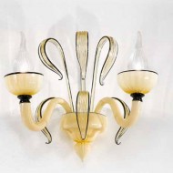 Бра IDL Epoque 446/2A light gold metal parts / champagne Murano glass with black profiles Бра IDL Epoque 446/2A light gold metal parts / champagne Murano glass with black profiles