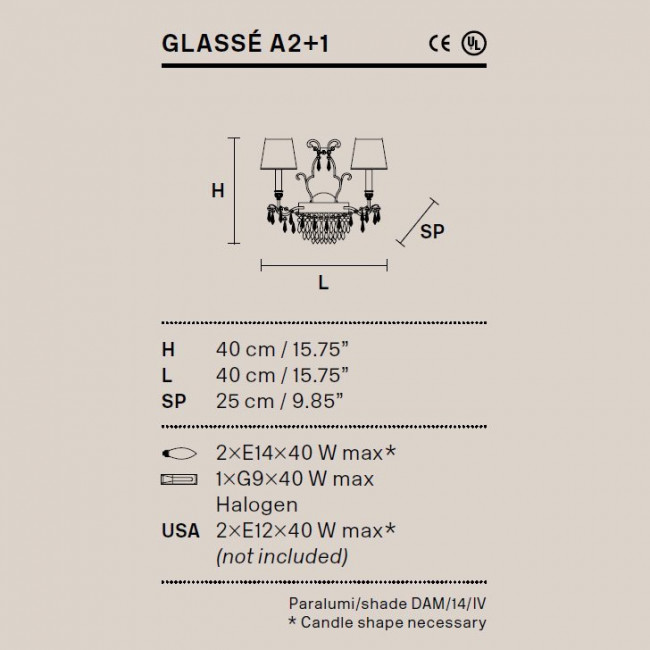 Бра Masiero Glasse A2+1 V13 / DAM/14/IV Cut crystal