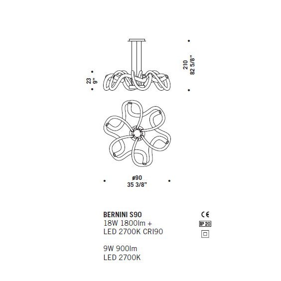 Люстра De Majo BERNINI S90 ED 0BERN0S90 Люстра De Majo BERNINI S90 ED 0BERN0S90