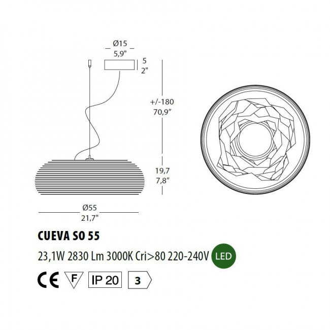 Подвесной светильник Morosini Cueva CUEVA SO 55 0552SO06BSL3