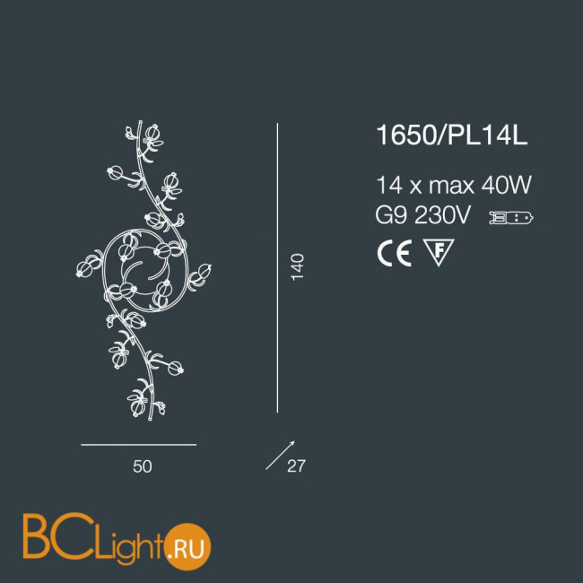 Настенно-потолочный светильник Bellart Ametista 1650/PL14L 03/V09 Настенно-потолочный светильник Bellart Ametista 1650/PL14L 03/V09