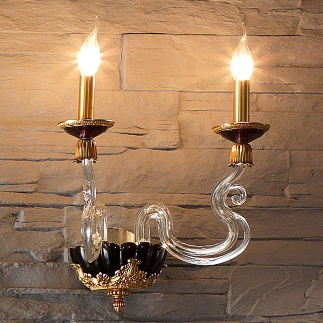 Бра Euroluce Barocco A2 gold Amethyst Бра Euroluce Barocco A2 gold Amethyst