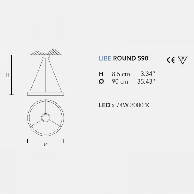 Подвесной светильник Masiero Libe Round S90 W01 Подвесной светильник Masiero Libe Round S90 W01