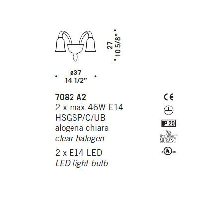 Бра De Majo 7082 A2 070820A20 Бра De Majo 7082 A2 070820A20
