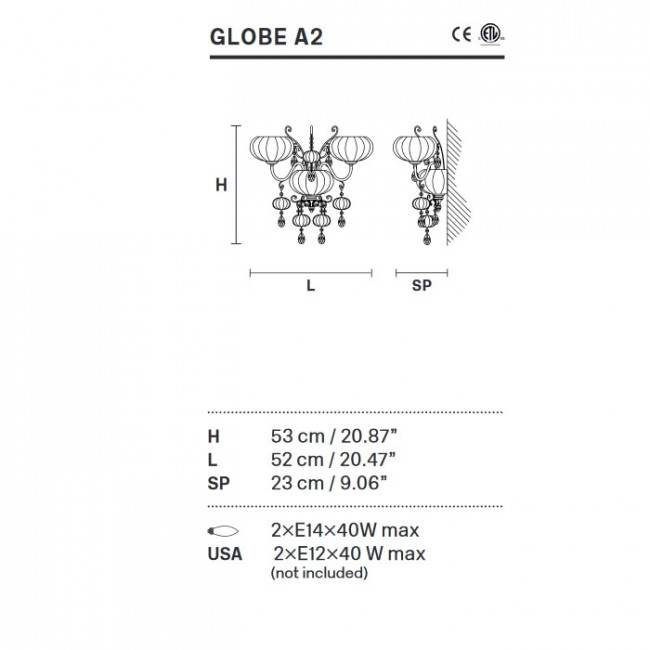 Бра Masiero Globe A2 G04 Cut