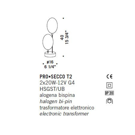 Настольная лампа De Majo PRO–SECCO T2 0PROS0T20