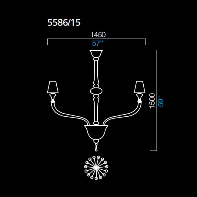 Люстра Barovier&Toso Maine 5586/15/AQ/NN