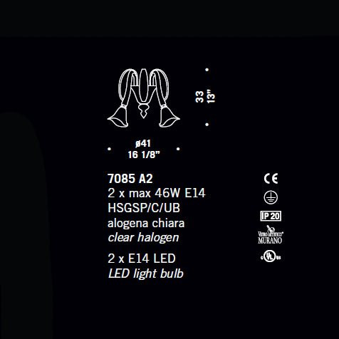 Бра De Majo 7085 A2 070850A20 cristallo Бра De Majo 7085 A2 070850A20 cristallo