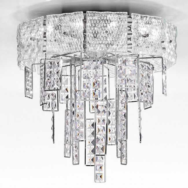 Потолочный светильник IDL Crystalline 493/10PF chrome / transparent glass Потолочный светильник IDL Crystalline 493/10PF chrome / transparent glass