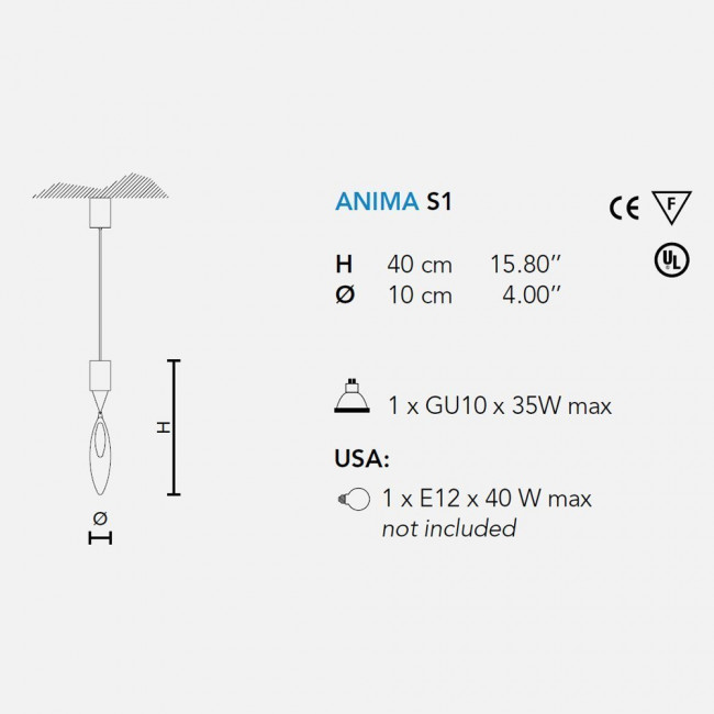 Подвесной светильник Masiero Anima S1 G08 / ARG
