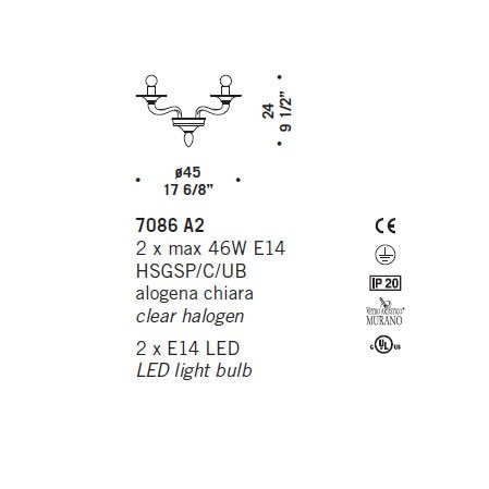 Бра De Majo 7086 A2 070860A20 Бра De Majo 7086 A2 070860A20