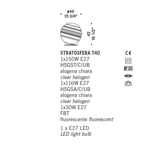 Настольная лампа De Majo STRATOSFERA T40 0STRA0T40 Настольная лампа De Majo STRATOSFERA T40 0STRA0T40