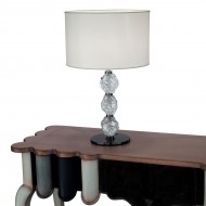 Настольная лампа IDL Charme 600/1LG black nickel with transparent Murano glass / ivory chinette Настольная лампа IDL Charme 600/1LG black nickel with transparent Murano glass / ivory chinette