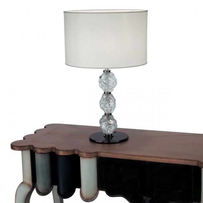 Настольная лампа IDL Charme 600/1LG black nickel with transparent Murano glass / ivory chinette Настольная лампа IDL Charme 600/1LG black nickel with transparent Murano glass / ivory chinette