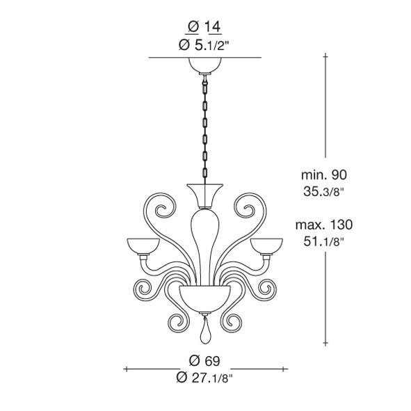 Люстра MURANOdue Gallery Bolero L6 smoke 0000683 Люстра MURANOdue Gallery Bolero L6 smoke 0000683