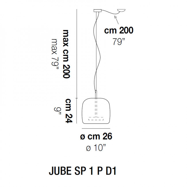 Подвесной светильник Vistosi Jube JUBE SP 1 P D1 Подвесной светильник Vistosi Jube JUBE SP 1 P D1