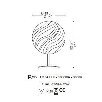 Настольная лампа La Murrina Ganimede P LED 35 DD-3S Настольная лампа La Murrina Ganimede P LED 35 DD-3S
