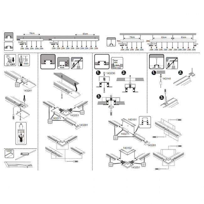 Шинопровод однофазный встраиваемый SLV Track 143221 2м белый