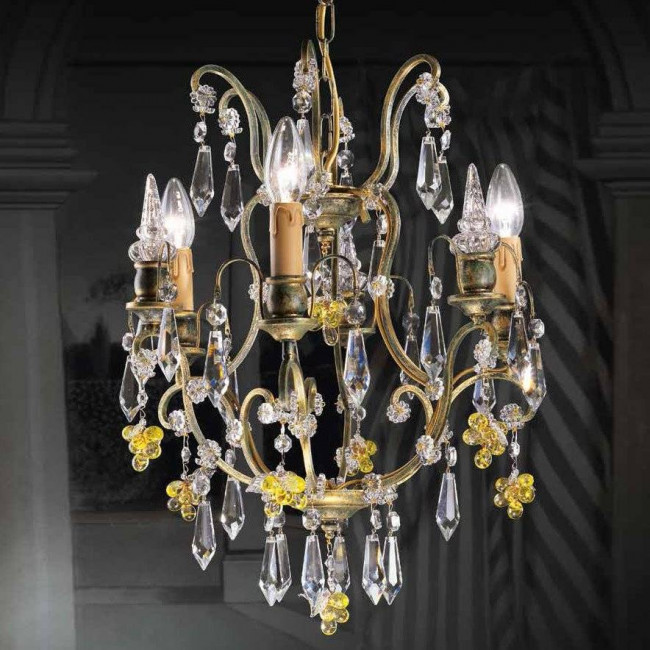 Люстра Beby Group Old style 3326/3 Green gold CUT WITH GLASS FRUITS