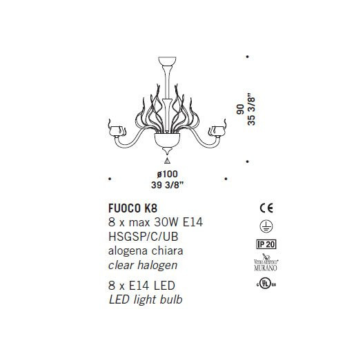 Люстра De Majo FUOCO K8 0FUOC0K08 Люстра De Majo FUOCO K8 0FUOC0K08