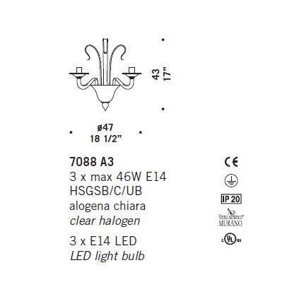 Бра De Majo 7088 A3 070880A30 white Бра De Majo 7088 A3 070880A30 white