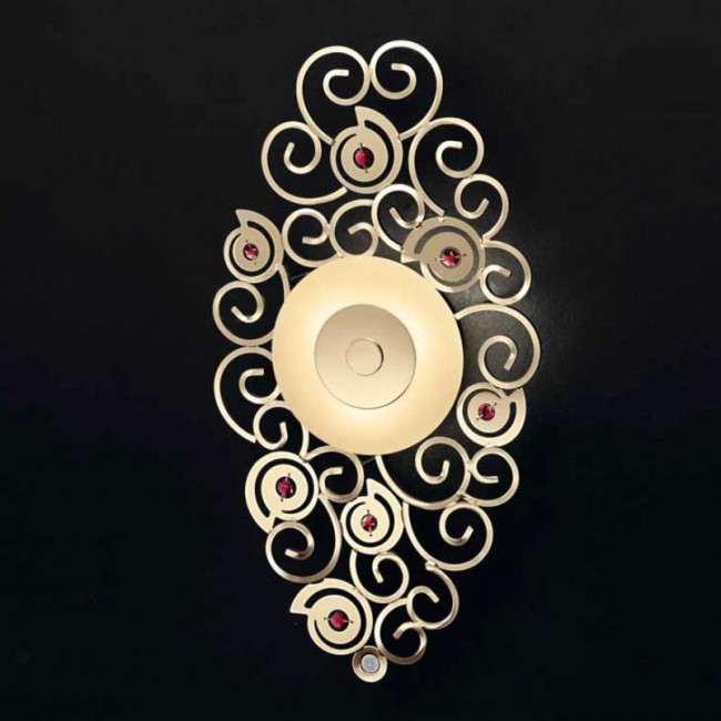 Настенный светильник IDL Crystal marine 492/3A light gold with ruby crystals Настенный светильник IDL Crystal marine 492/3A light gold with ruby crystals