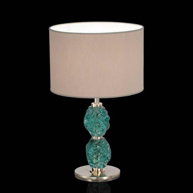 Настольная лампа IDL Charme 600/1LM bronze with green Murano glass / dove grey chinette Настольная лампа IDL Charme 600/1LM bronze with green Murano glass / dove grey chinette