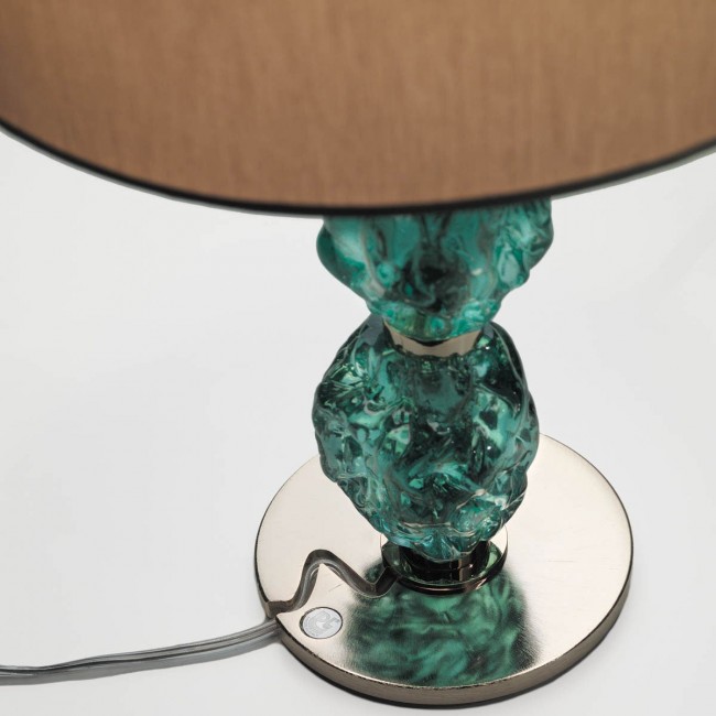 Настольная лампа IDL Charme 600/1LM bronze with green Murano glass / dove grey chinette Настольная лампа IDL Charme 600/1LM bronze with green Murano glass / dove grey chinette