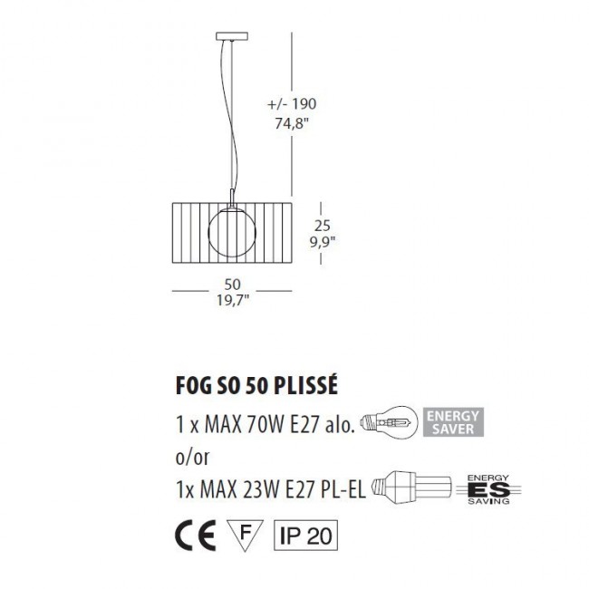 Подвесной светильник Morosini Evi Style Fog Plisse SO50 0210SO08MKIN Подвесной светильник Morosini Evi Style Fog Plisse SO50 0210SO08MKIN