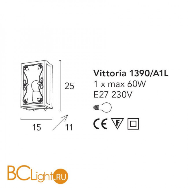 Настенный светильник Bellart Vittoria 1390/A1L 05/V01 Настенный светильник Bellart Vittoria 1390/A1L 05/V01