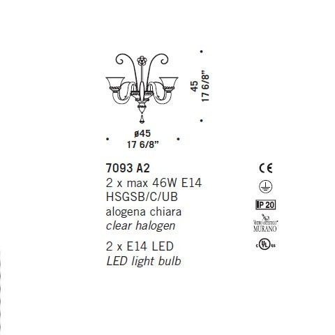Бра De Majo 7093 A2 070930A20 Бра De Majo 7093 A2 070930A20