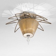 Потолочный светильник IDL Flame 524/3PF antique bronze+nickel brown organza Потолочный светильник IDL Flame 524/3PF antique bronze+nickel brown organza