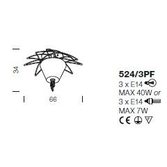 Потолочный светильник IDL Flame 524/3PF antique bronze+nickel brown organza Потолочный светильник IDL Flame 524/3PF antique bronze+nickel brown organza
