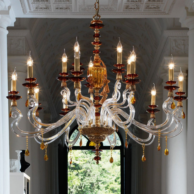 Люстра Euroluce Elsa L10+5 gold Topaz Люстра Euroluce Elsa L10+5 gold Topaz