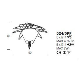 Потолочный светильник IDL Flame 524/5PF velvet white + light gold / white organza Потолочный светильник IDL Flame 524/5PF velvet white + light gold / white organza