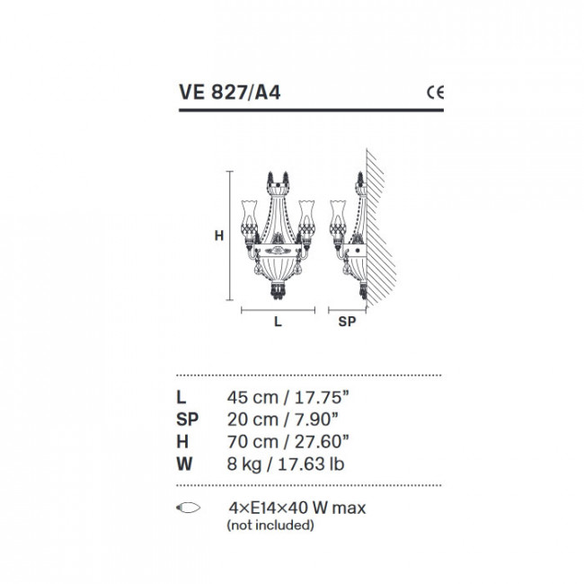 Бра Masiero Impero & Deco VE 827 A4 G04 Cut