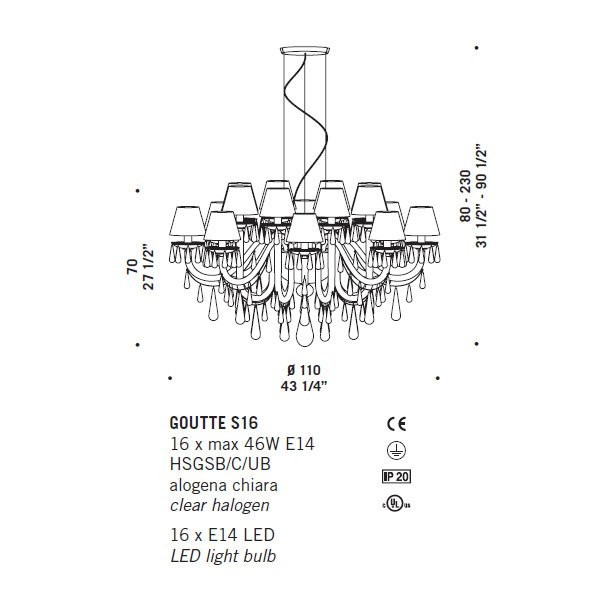Люстра De Majo GOUTTE S16 0GOUT0S70 Люстра De Majo GOUTTE S16 0GOUT0S70